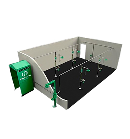 Projeto digital de instalação de chuveiros lava-olhos